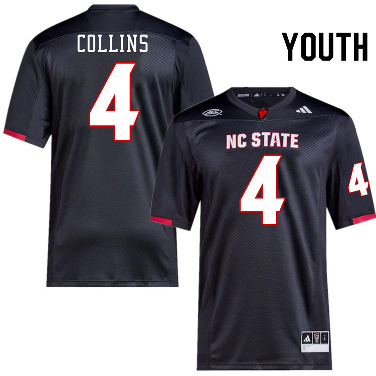 Youth #4 Dacari Collins NC State Wolfpack College Football Jerseys Stitched-Black